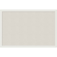 U UBR 2074U0001 Cork Linen Bulletin Board, 20 X 30 Inches, White Wood 