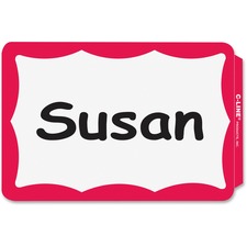 C-line CLI 92264 Self-adhesive Name Tags - Red Border, Peel  Stick, 3-