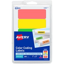 Avery AVE 05481 Averyreg; Removable Print Or Write Color Coding Labels