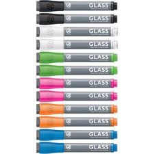 U UBR 2913U0012 Liquid Glass Board Dry Erase Markers With Erasers, Low