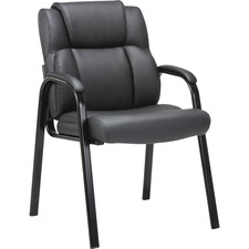 Lorell LLR 67002 Bonded Leather High-back Guest Chair - Black Bonded L