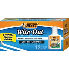 Bic BIC WOFEC12WE Extra Coverage Wite-out Brand Correction Fluid - Foa