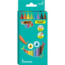 Bic BIC BKPC8AST Kids Crayons - 2.6 Length - Multi - 8  Pack