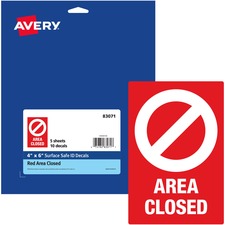 Avery AVE 83071 Averyreg; Surface Safe Area Closed Tablechair Decals -