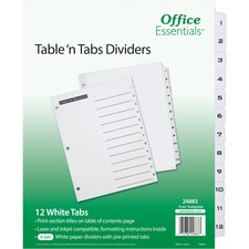 Avery AVE 24883 Averyreg; Table 'n Tabs White Tab Numbered Dividers - 