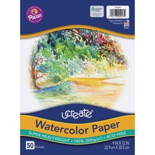 Pacon PAC P4943 Ucreate 140 Lb. Watercolor Paper - 50 Sheets - 140 Lb 