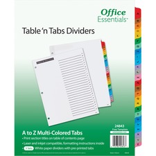 Avery AVE 24843 Averyreg; Table 'n Tabs Multicolored Tab A-z Dividers 