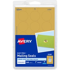 Avery AVE 05590 Averyreg; Gold Metallic Mailing Seals - Round - 1 Diam