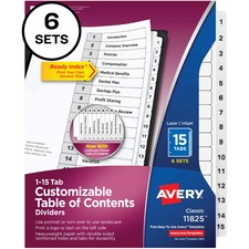 Avery AVE 11825 Averyreg; 15-tab Custom Table Of Contents Dividers - 9