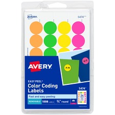 Avery AVE 05474 Averyreg; Color Coded Label - Removable Adhesive - Rou