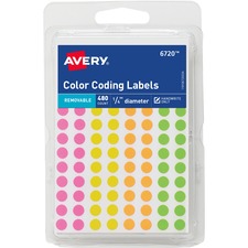 Avery AVE 06720 Averyreg; Round Color Coding Labels - Removable Adhesi