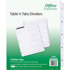 Avery AVE 24880 Averyreg; Table 'n Tabs White Tab Numbered Dividers - 