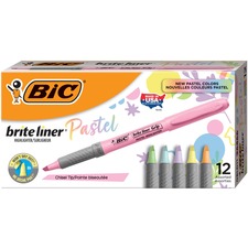 Bic BIC GBLD11AST Brite Liner Grip Pastel Highlighters - Chisel Marker