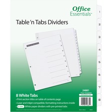 Avery AVE 24881 Averyreg; Table 'n Tabs White Tab Numbered Dividers - 