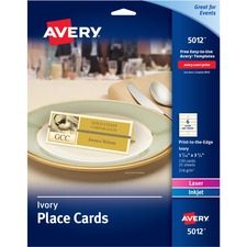 Avery AVE 05012 Averyreg; Ivory Matte 2-sided Place Cards - 5pack