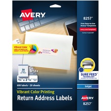 Avery AVE 8257 Averyreg; Color Printing Labels - Permanent Adhesive - 