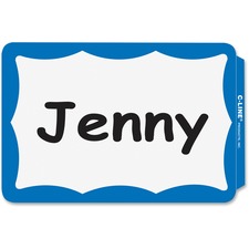 C-line CLI 92265 Self-adhesive Name Tags - Blue Border, Peel  Stick, 3