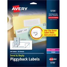 Avery AVE 5735 Averyreg; Send  Reply Piggyback Labels - Permanent Adhe