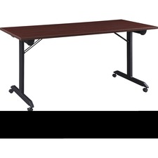 Lorell LLR 60740 Mobile Folding Training Table - Rectangle Top - Powde