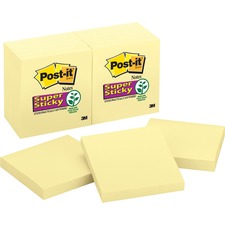 3m 654-12SSCY Post-itreg; Super Sticky Notes - 1080 - 3 X 3 - Square -