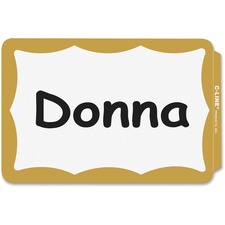 C-line CLI 92266 Self-adhesive Name Tags - Gold Border, Peel  Stick, 3