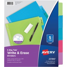 Avery AVE 23180 Averyreg; Big Tab Write  Erase Dividers - 5 X Divider(