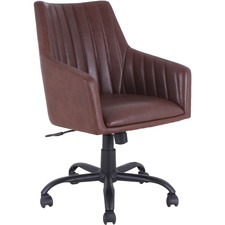 Lorell LLR 68573 Leather Back Stitch Chair - Tan Bonded Leather Seat -