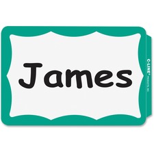 C-line CLI 92263 Self-adhesive Name Tags - Green Border, Peel  Stick, 