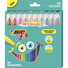 Bic BIC BKCMJ10AST Jumbo Coloring Markers - Multicolor - 10  Pack