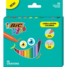 Bic BIC BKPCTP10AST Kids Triangular Crayons - 4.4 Length - Multi - 10 