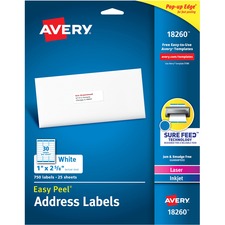 Avery AVE 18260 Averyreg; Easy Peal Sure Feed Address Labels - Permane