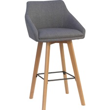 Lorell LLR 68561 Gray Flannel Mid-century Modern Guest Stool - Four-le