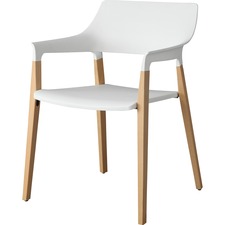 Lorell LLR 42960 Wood Legs Stack Chairs - Plastic Seat - Plastic Back 