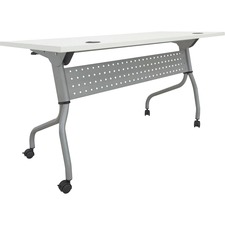 Lorell LLR 60744 White Laminate Flip Top Training Table - White Top - 