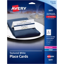 Avery AVE 05011 Averyreg; Laser, Inkjet Printable Place Card - White -