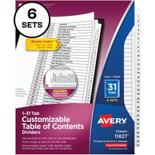 Avery AVE 11827 Averyreg; 1-31 Custom Table Of Contents Dividers - 186