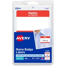 Avery AVE 5140 Averyreg; Border Printwrite Hello Name Badges - Removab