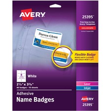 Avery AVE 25395 Averyreg; Adhesive Name Badges - Removable Adhesive - 