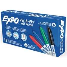 Newell SAN 2134347 Expo Vis-a-vis Wet-erase Markers - Fine Marker Poin