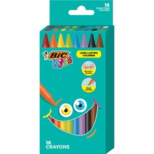 Bic BKPC16AST Kids Crayons - 2.6 Length - Multi - 16  Pack