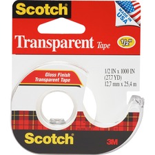 3m MMM 174 Scotch Transparent Tape - 27.78 Yd Length X 0.50 Width - 1 