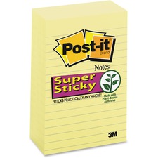 3m 660-5SSCY Post-itreg; Super Sticky Lined Notes - 450 - 4 X 6 - Rect