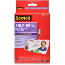 3m LS852G Scotch Self-laminating Id Clip-style Pouches - Support 4 X 2