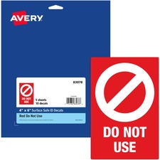 Avery AVE 83078 Averyreg; Surface Safe Do Not Use Table  Chair Decals 