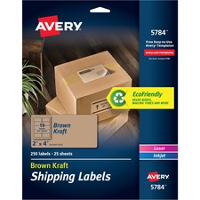 Avery AVE 05784 Averyreg; Kraft Brown Shipping Labels - 2 Height X 4 W