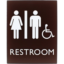 Lorell LLR 02664BR Restroom Sign - 1 Each - 6.4 Width X 8.5 Height - E