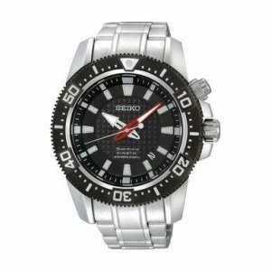 Seiko SKA511 Sportura Kinetic Silver Stainless Steel Black Dial Men's 