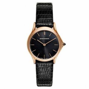 Emporio ARS7003 Classic Rose Gold Plated Women's Watch W Black Strap