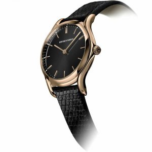 Emporio ARS7003 Classic Rose Gold Plated Women's Watch W Black Strap