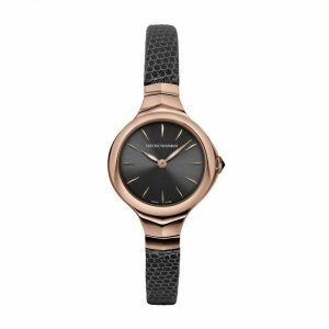 Emporio ARS8003 Quartz Analog Display Women's Watch W Dark Grey Leathe